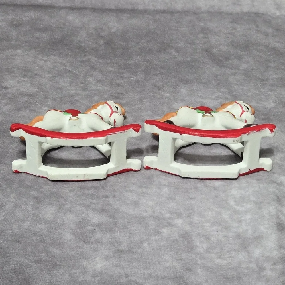 Vintage Holiday Memories Rocking Horse Mini Taper Candle Holders Set of 2